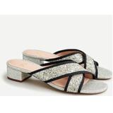 J. Crew Shoes | Bnib J. Crew Glitter Grosgrain Two Strap Heel Sandals Slides Shoes Silver Size 5 | Color: Gold/Silver | Size: 5