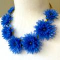 J. Crew Jewelry | J. Crew Blue Flower Crystal Statement Necklace | Color: Blue/Gold | Size: Os