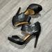 Coach Shoes | Coach Cut-Out Calfskin Heels Sandals Size 5 | Color: Black | Size: 5