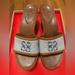 Coach Shoes | Coach Jaci Leather And Denim Color Sandals Cc Monogram. Size 6 Euc Great Price! | Color: Blue/White | Size: 6