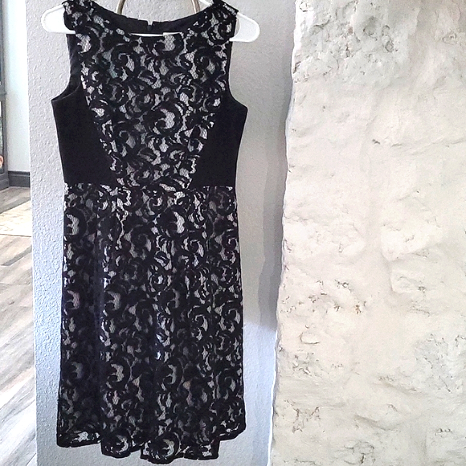 Anthropologie Dresses | Calvin Klein Black Lace Dress | Color: Black/White | Size: 4p
