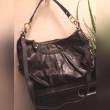 Coach Bags | Coach Ashley Genuine Leather Black Solid Hobo Women's Bag Logo Handle & Strap | Color: Black/Gold | Size: Os