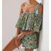 Anthropologie Pants & Jumpsuits | Anthropologie La Fuori Embroidered Flounce One Shoulder Floral Romper | Color: Green/Purple | Size: S