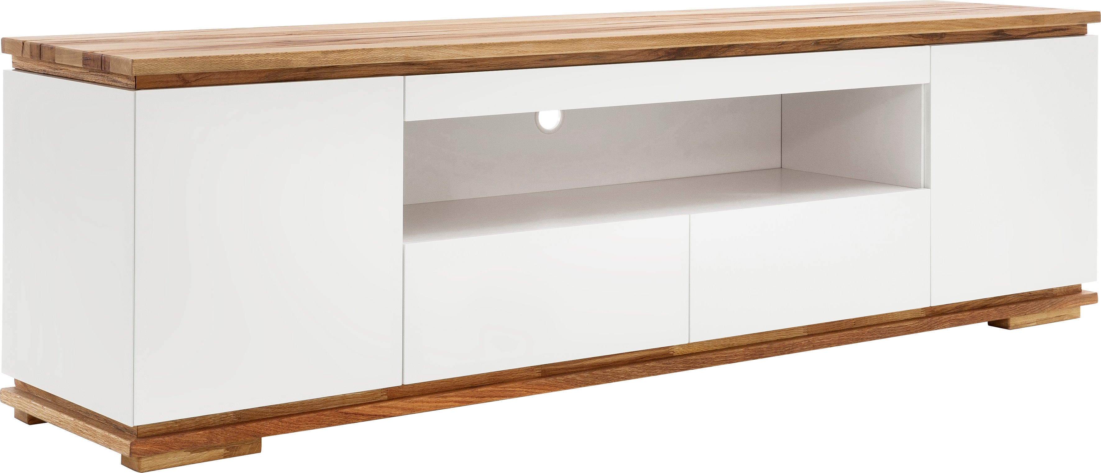 Lowboard MCA FURNITURE "Chiaro", weiß (weiß matt), B:202cm H:54cm T:40cm, MDF, Massivholz, Sideboards, Lowboard, Breite ca. 202 cm