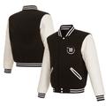 Men's JH Design Black/White TRACKHOUSE RACING Reversible Fleece and Faux Full-Snap Leather Jacket