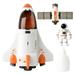 EUBUY Spaceship Toy Set Simulation Space Adventure Toys with Spray Lights and Sounds Children Education Toy Orange Spaceship Set