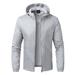 Men Casual Print Hooded Zipper Pocket Long Sleeve Coat Loose Jacket Windbreak For Outdoor Men Wool Jackets