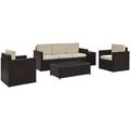 Palm Harbor 5-Piece Outdoor Wicker Sofa Conversation Set with Sand Cushions - Brown