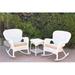 W00213-2-RCES006 Windsor White Wicker Rocker Chair & End Table Set with Tan Cushion