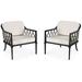 Home Square Iron Upholstered Outdoor Lounge Chair in Black - Set of 2