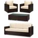 Home Square 4-Piece Set with 2 Outdoor Club Chairs & Sofa & Coffee Table