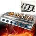 Commercial Gas LPG Grill 2800PA Outdoor BBQ Tabletop Cooker 6-Burner 6 Burners LPG Gas BBQ Grill Stainless Steel Smokeless Grill Glass Shield Outdoor