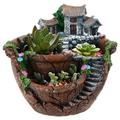 Fairy Garden Planter Flower Plant Pots with Sweet House Unique Design for Home Decoration