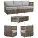 Home Square 4-Piece Set with Outdoor Sofa Patio Coffee Table & 2 Outdoor Chairs