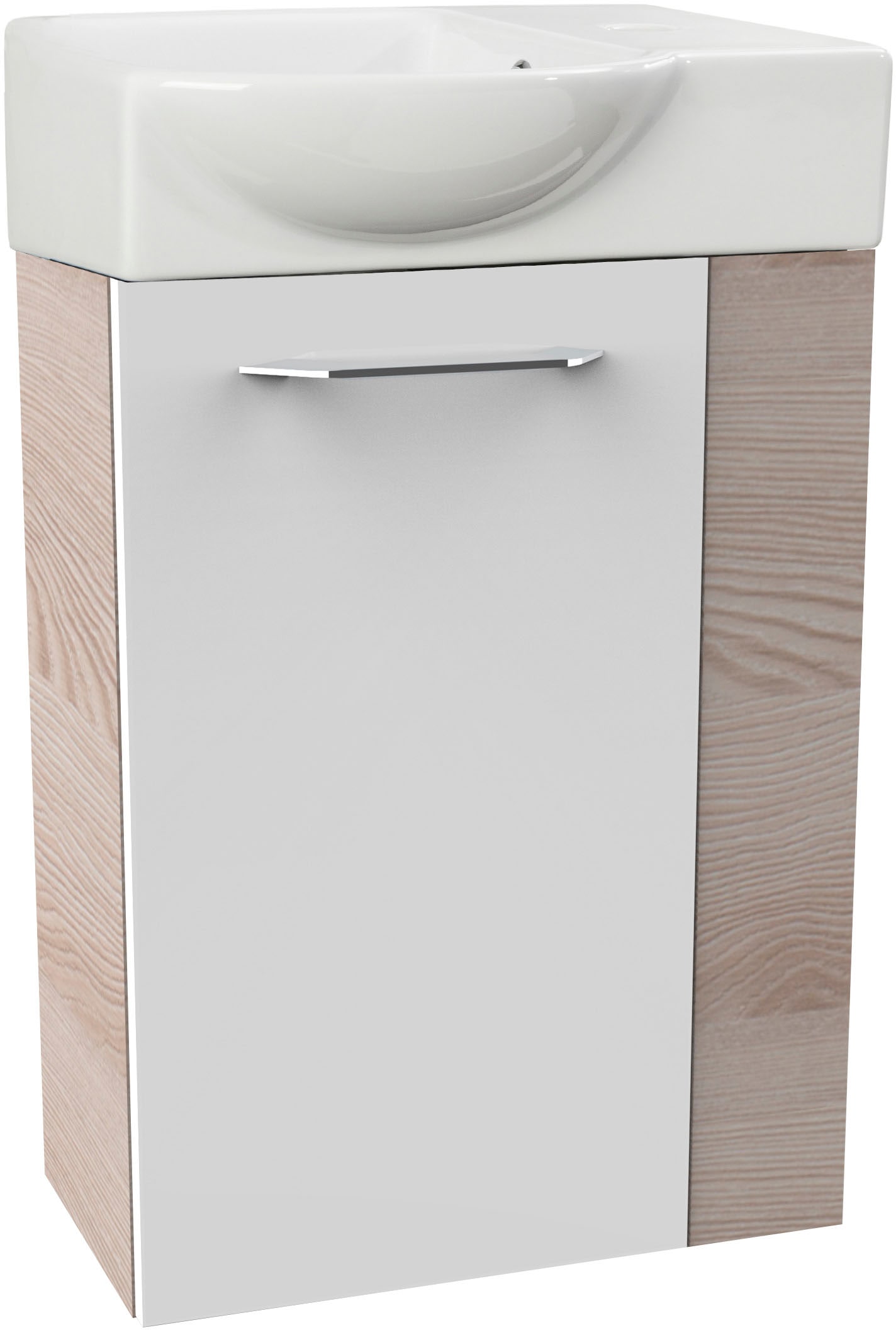 Waschtisch FACKELMANN "SBC", braun (braun, weiß, hellbraun, alaska, esche, optik), B:45,5cm H:70,5cm T:32cm, Keramik, Waschtische, bestehend aus Becken und Unterbau, Breite ca. 45 cm Image