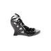 Donald J Pliner Wedges: Black Print Shoes - Women's Size 6 - Open Toe