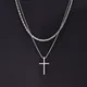 Vnox – collier croisé en acier inoxydable pour hommes pendentif en croix Simple collier en chaîne