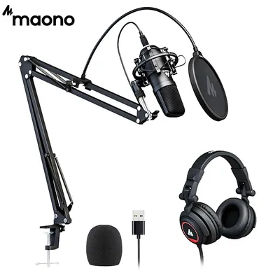 MAONO – Microphone USB A04H avec casque de Studio 192kHz/24bit à condensateur Vocal cardioïde