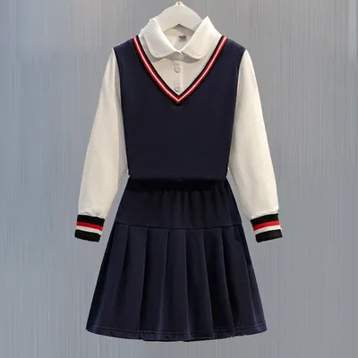 Ensemble chemise et jupe Preppy Twinset pour filles uniforme scolaire costume pour enfants