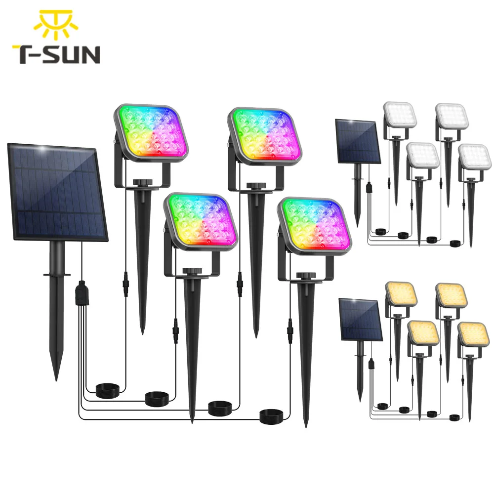 Lampe LED solaire d'extérieur, conforme à la norme IP65, éclairage d'extérieur, lumière intense, luminaire de paysage, luminaire décoratif, idéal pour un jardin, 3000/6000K, 4 en 1 ou 2 en 1