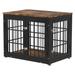 Tucker Murphy Pet™ Dog Crate Furniture, Dog Kennel Double Doors Heavy Duty Dog Cage End Table in Black/Brown | 26.2 H x 32.7 W x 23.6 D in | Wayfair