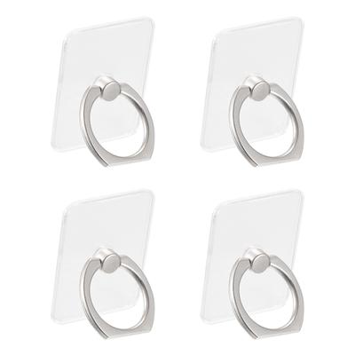 Transparent Phone Ring Holders, Clear Finger Grip Stand (Rectangle Shape), 4Pcs - Transparent, Silver