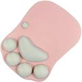 Gaming Mouse Pad with Gel Wrist Pad Cute Cat Wrist Soft Silicone Wrist Rest Cushion (Pink)