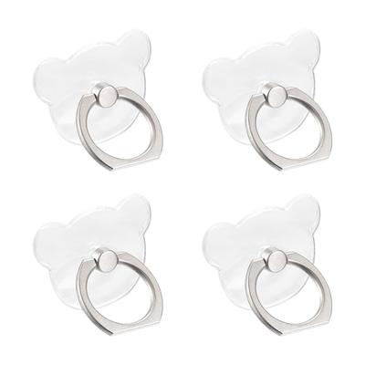 Transparent Phone Ring Holders, Clear Finger Grip Stand (Bear Shape), 4Pcs - Transparent, Silver