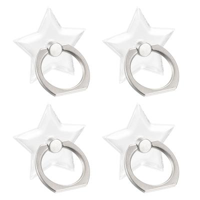 Transparent Phone Ring Holders, Clear Finger Grip Stand (Star Shape), 4Pcs - Transparent, Silver