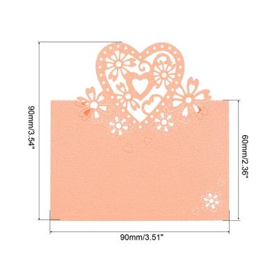 Table Name Place Cards,50Pcs Hollow Heart Shape Cut Design Blank Card Brown - Pink