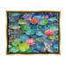 Stupell Industries Vivid Pond Lily Lotus Blossom Koi Fish Pond Painting Metallic Gold Floating Framed Canvas Print Wall Art Design by Marietta Cohen Art and Design