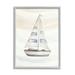 Stupell Industries Nautical Sailboat Drifting Pale Abstract Ocean Waves Graphic Art Gray Framed Art Print Wall Art Design by Patricia Pinto