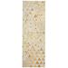 Gold Leather / Cotton Rug 3X9 Modern Hand Woven Scandinavian Triangles Small