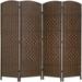 YRLLENSDAN 71in Wood Room Divider Screen with 4 Panels Room Dividers and Folding Privacy Screens Wall Divider for Living Room Bamboo Room Divider for Room Separation Brown