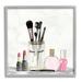 Stupell Industries Trendy Makeup Brushes Polished Fashion Cosmetics Graphic Art Gray Framed Art Print Wall Art Design by Kim Allen