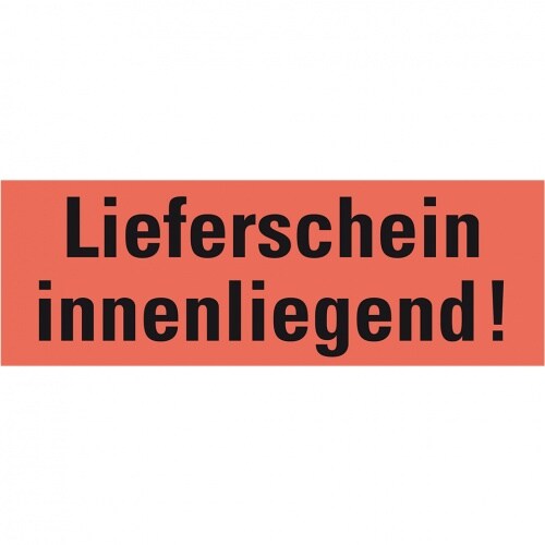 Aufkleber I Hinweisetikett Lieferschein innenl., leuchtrot, Haftpapier, permanent, 147x50mm, 250/RO Image