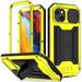 Feishell Cover for iPhone 14 Case Heavy Dustproof Shockproof Dropproof Military Grade Rugged Durable Aluminum Metal Case with Kickstand Screen Protector Yellow