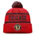 Men's Fanatics Branded Red/Black Chicago Blackhawks Original Six Cuffed Knit Hat with Pom