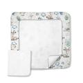 Balbina Cotton Changing Table Mat, Washable Changing Mat, Changing Mat with Interchangeable Terry Cloth Cover, Durable & Durable, 70 x 75 cm, Hedgehog, Blue