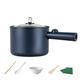 Electric Hot Pot, 1,8L Mini Non-Stick Electric Pan, Portable Mini Electric Skillet with Lid, Spatula and Multi Cooker, Multifunction Cooking Pot with Steamer for Travel/Dorm (Blue)