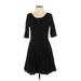 Express Casual Dress - A-Line Scoop Neck 3/4 sleeves: Black Print Dresses - Women's Size X-Small