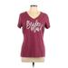 District. Short Sleeve T-Shirt: Burgundy Tops - Women's Size Large