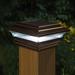 Classy Caps Imperial Solar Powered Integrated LED Aluminium 4 in. x 4 in. Fence Post Cap Light w/ Base Adapter Included Aluminium/ in Brown | Wayfair