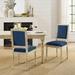Latitude Run® Linen Armless Dining Chair w/ Antique Brushed Wood Finish Wood/Upholstered/Fabric in Blue | 37.4 H x 21.7 W x 19.7 D in | Wayfair