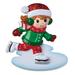 The Holiday Aisle® Ice Skater Girl Hanging Figurine Ornament Ceramic/Porcelain in Green/Red/White | 3 H x 4 W x 1 D in | Wayfair