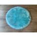 Blue 30 x 30 x 3 in Area Rug - Everly Quinn Round Mar Vista Solid Color Machine Woven Faux Sheepskin Area Rug in Sheepskin/Faux Fur | Wayfair