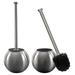Bath Bliss 2 Pack Globe Design Toilet Brush and Holder in Stainless Steel - Dimensions: 5.5" Rd x 14.5"