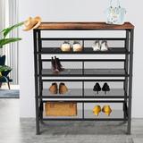 Industrial shoe rack, adjustable country style 5-layer shoe rack storage rack, with 4 mesh shelves, suitable for entrance
