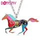 Bonsny – collier cheval de course en alliage d'émail pendentif chaîne ras du cou bijoux animaux à