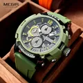 MEGIR – montre-bracelet à Quartz pour homme chronographe de Sport militaire vert Olive avec